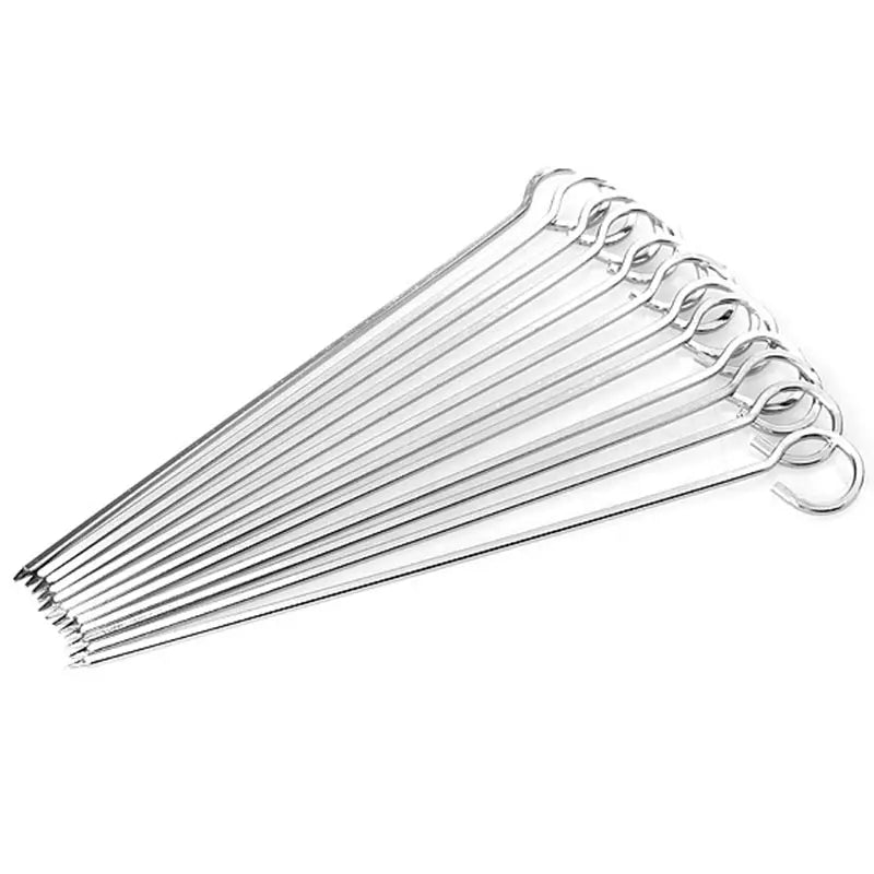 10/12pcs Stainless Steel Barbecue Skewer Reusable Bbq Kebab