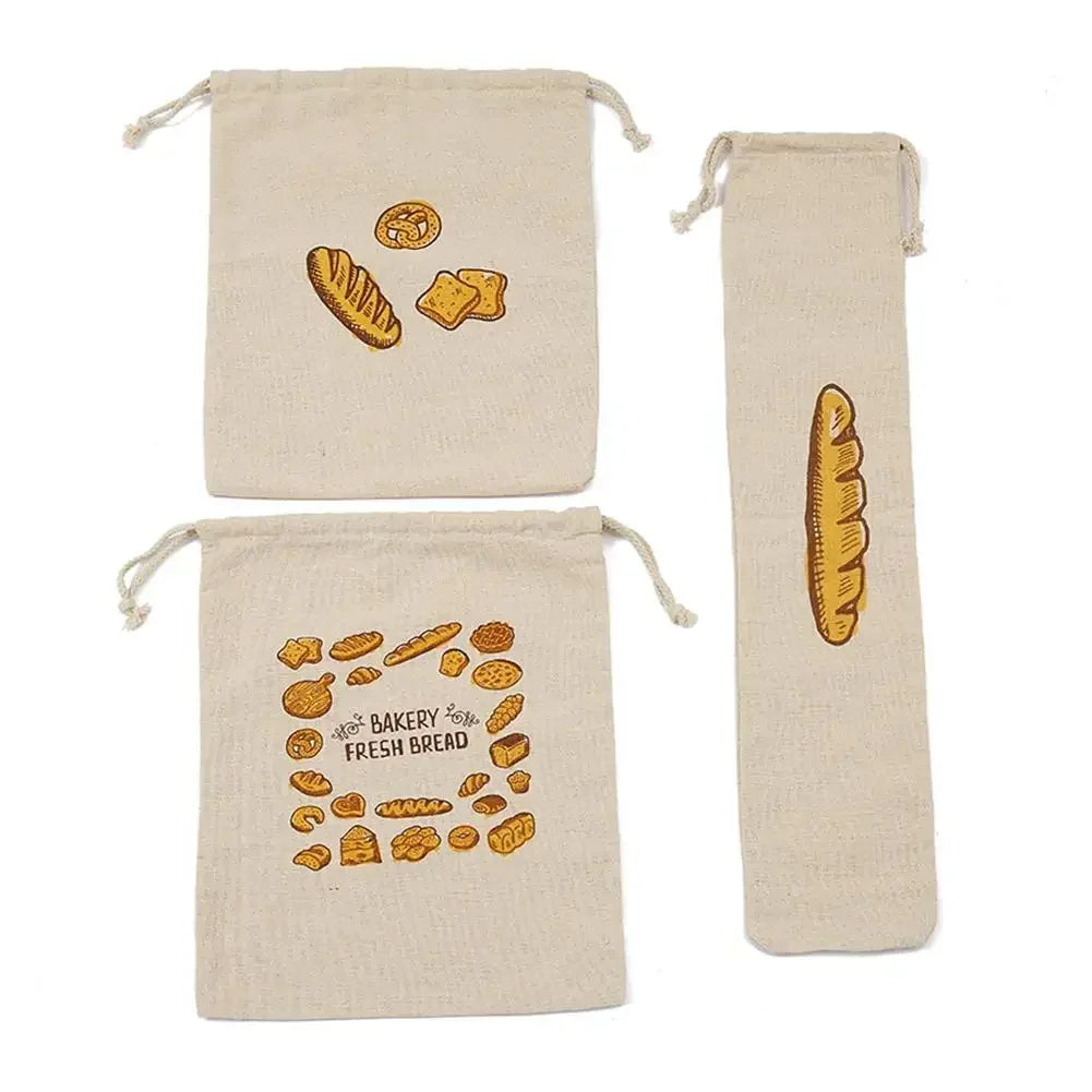 Linen Bread Bags Reusable Drawstring Large Washable Storage