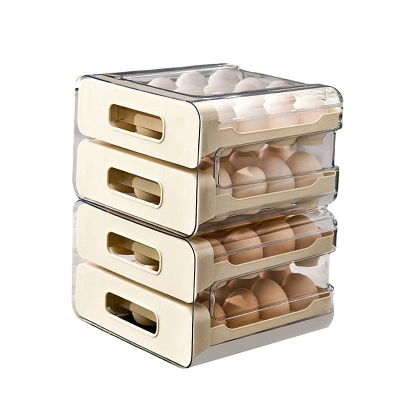 2-Layer Stackable Refrigerator Egg Organizer Clear Plastic Egg