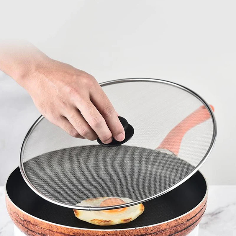 Black Splatter Screen Anti Grease Frying Pan Oil