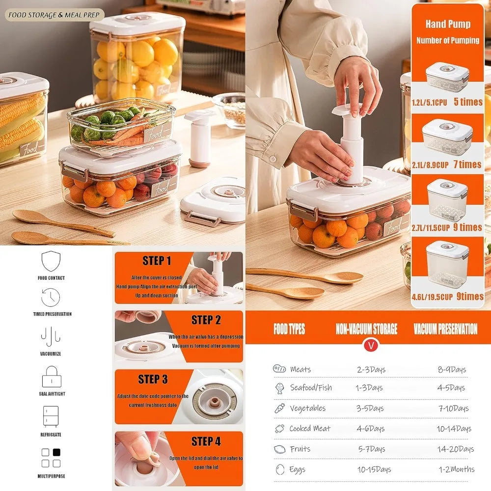 Food Vacuum Storage Box Airtight Container - Reusable