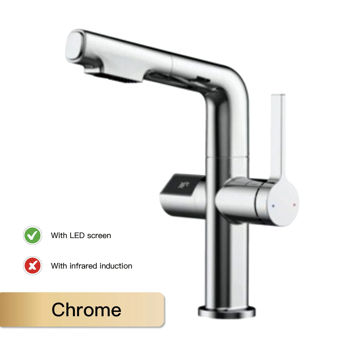 Light Luxury Gun Gray Brass Faucet Digital Display