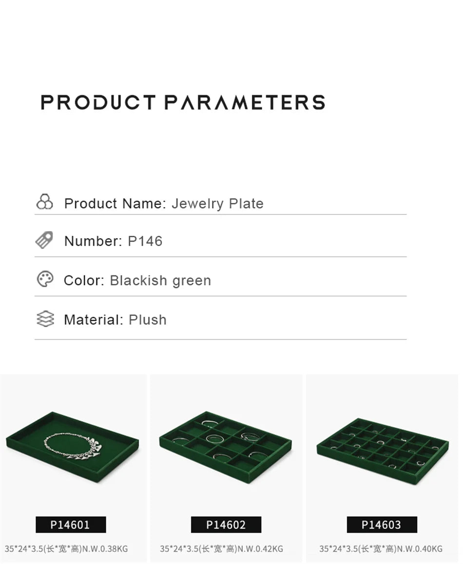 Woodten Green Premium Jewelry Display Tray Velvet Ring