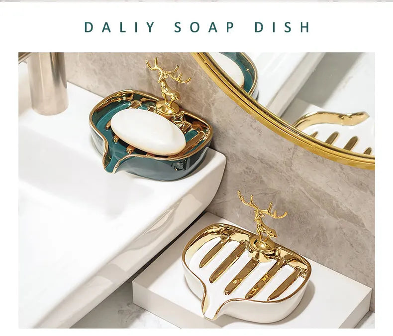Ceramic Soap Box Soap Dish Bathroom Supplies Drain
