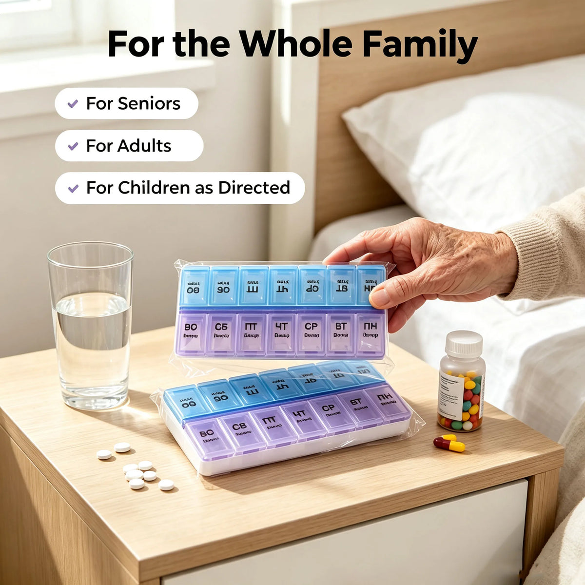 Travel Pill Organizer 7-Day Compartmented Storage Box 14