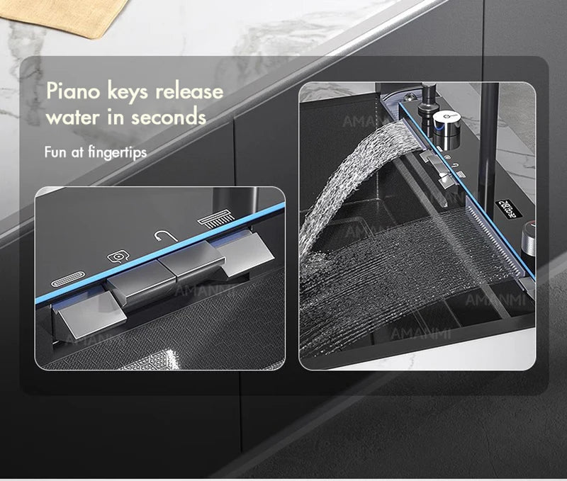 304 Stainless Steel Waterfall Sink Large Slot Integrated