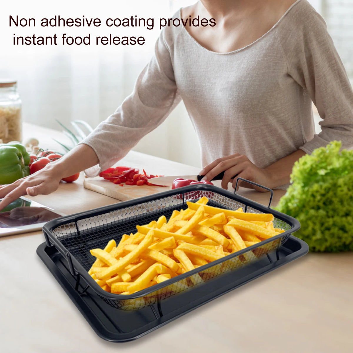 Baking Tray Oil Frying Baking Pan Non-Stick Chips
