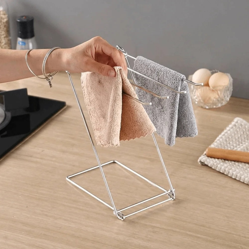 Stainless Steel Dishcloth Hanging Shelf Foldable Design Rag