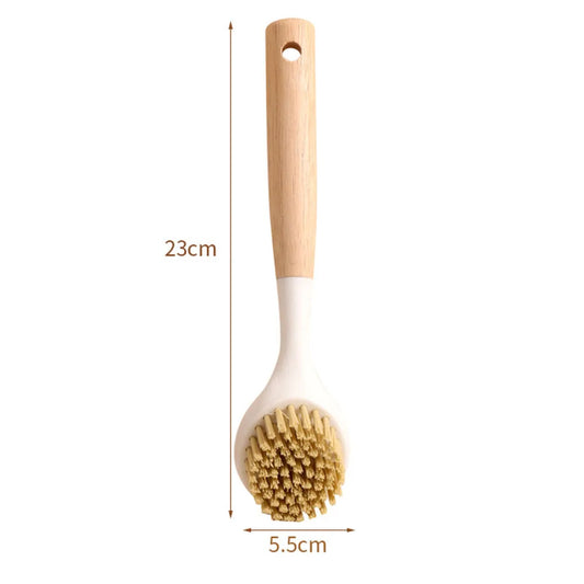 1pcs Bamboo Handle Dish Brush Non-Scratch Bristles Cleaning