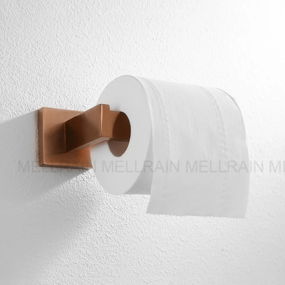 Brushed Rose Gold Bathroom Hardware Square Bath Toilet