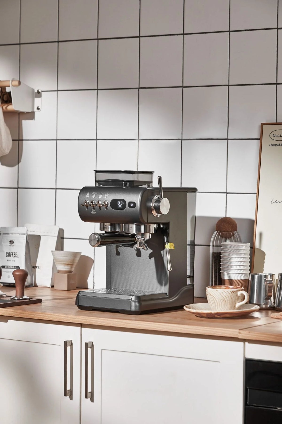 Semi-Automatic Espresso Machine Built-In Grinder & Cold Dual