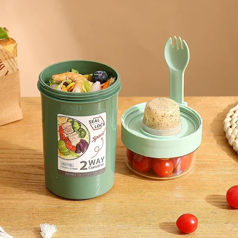 Bento Lunch Box Salad Oatmeal Breakfast Double Cup