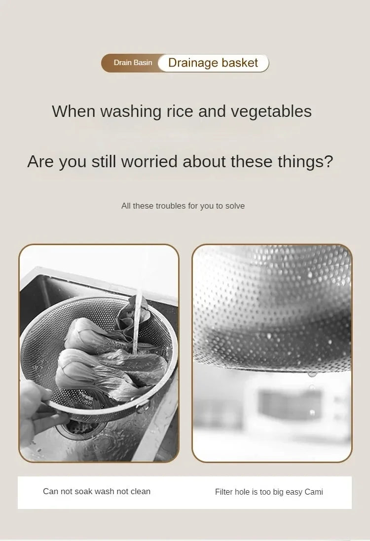 Rice Washer Strainer Bowl Stainless Steel 304 Rice