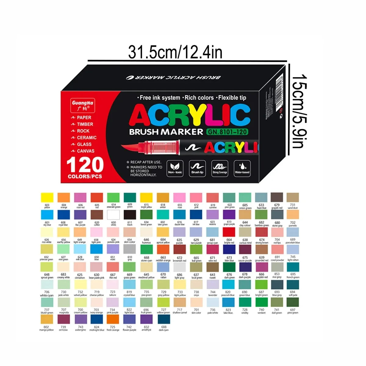 Guangna Acrylic Paint Markers Brush Tip Direct-Liquid Ink