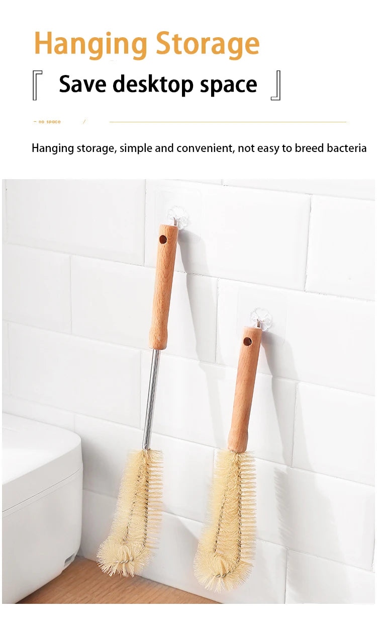 Wooden Bottle Cleaning Brush Long Handle - Glass