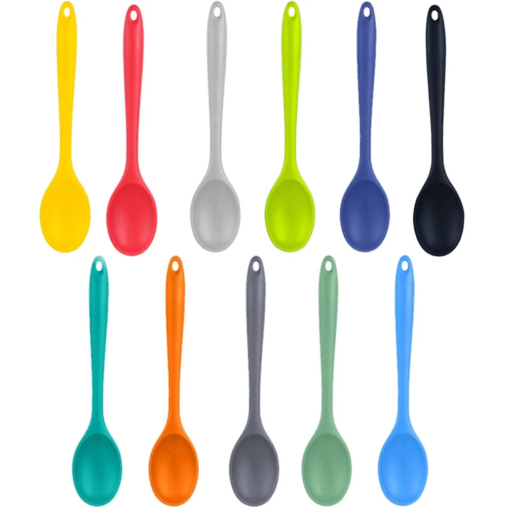 1pc Soft Silicone Spoon Stirring Long Handle Tableware
