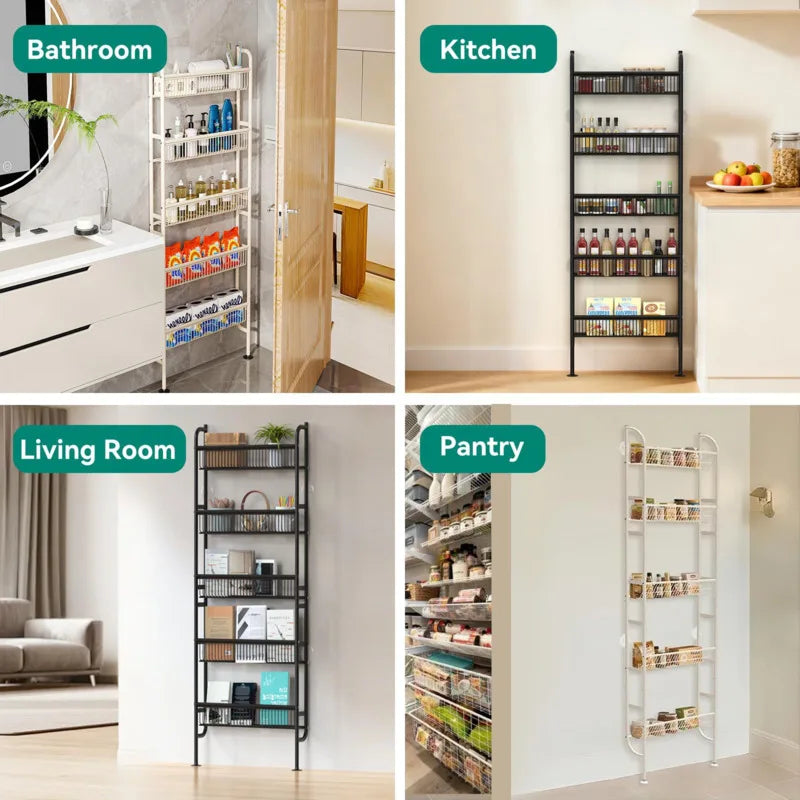 Behind Door Slim Storage Rack Narrow Organizer Shelf