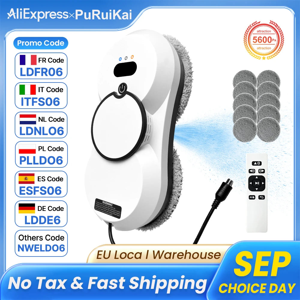 Puruikai Robot Window Cleaner 5600pa Window Cleaner Robot