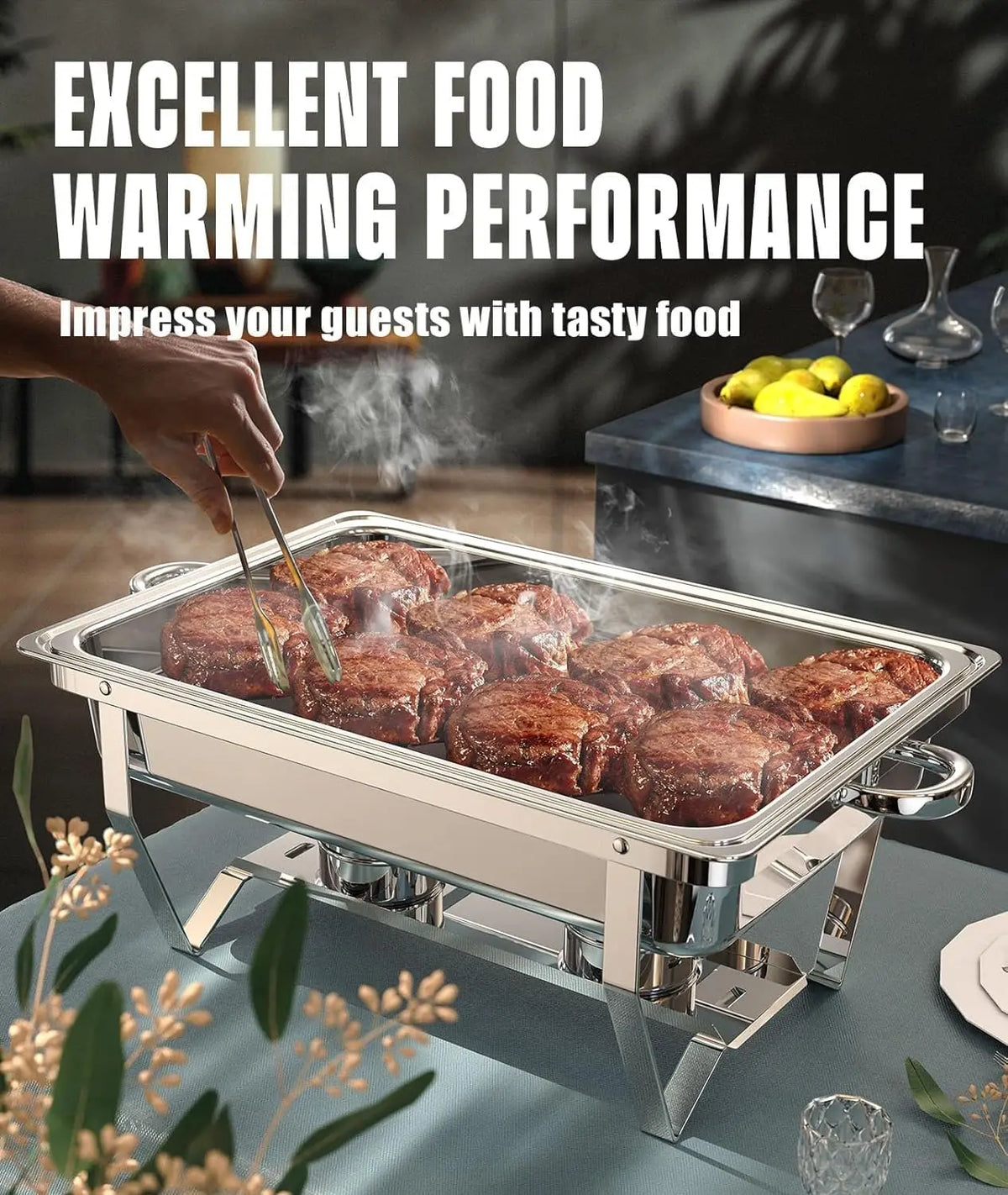 2/4/6pack Chafing Dish Buffet Stainless Steel 8qt Food