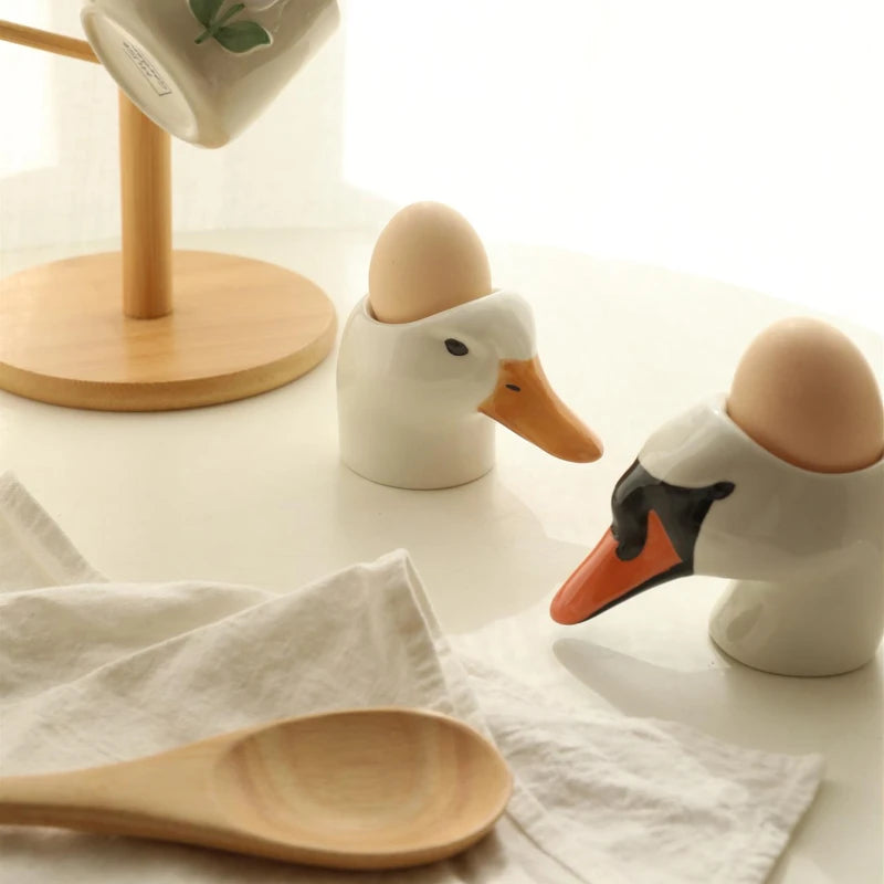 Ceramic Duck Swan Shape Egg Holder Storage Cup