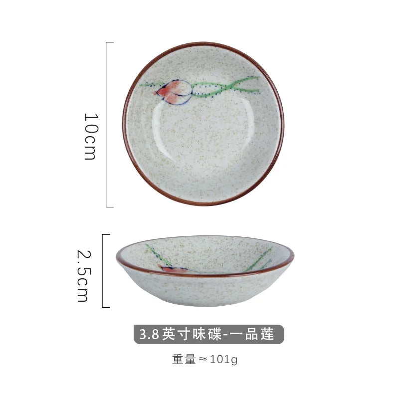 Japanese Style Ceramic Small Plate Round Sushi Dipping