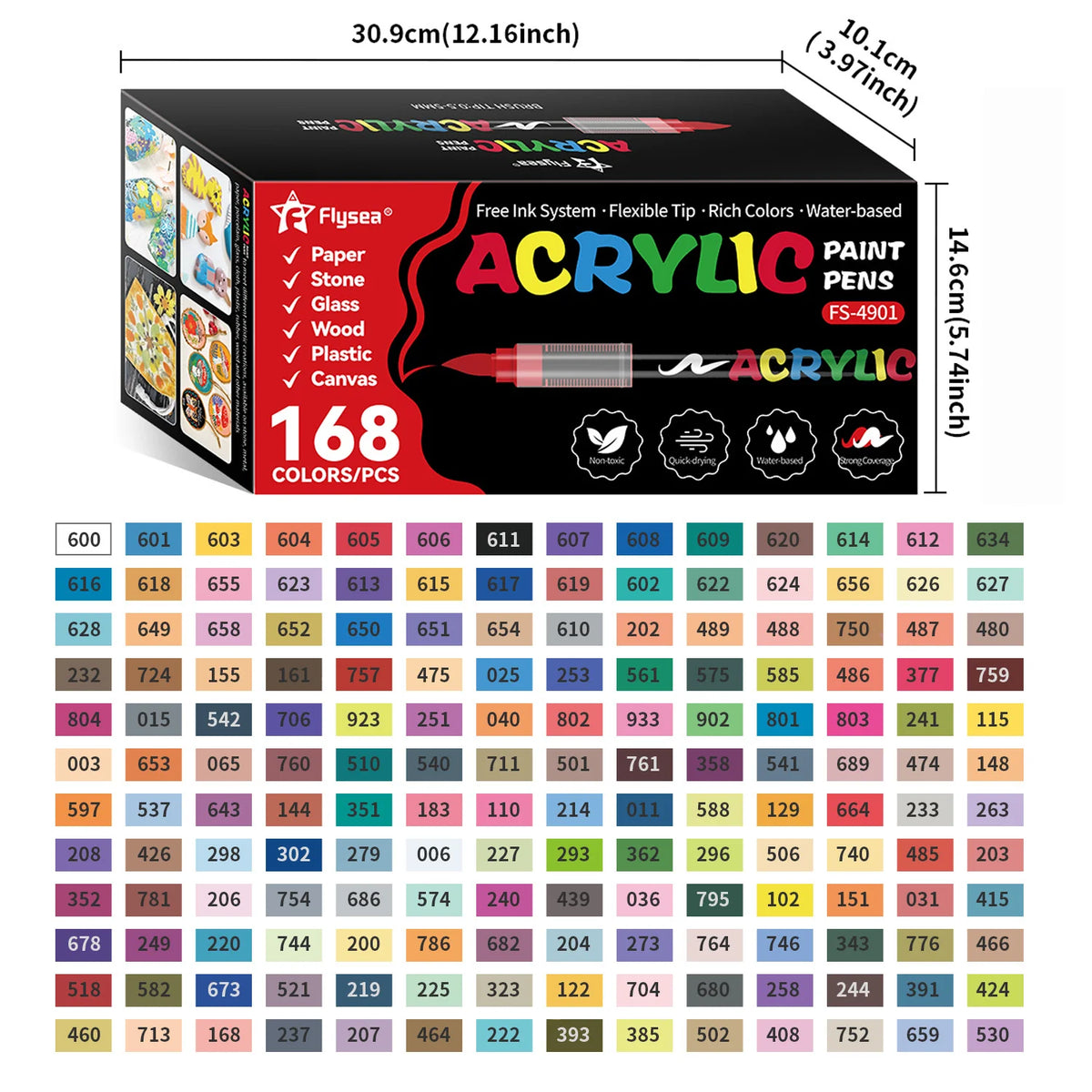 Flysea Acrylic Paint Pens 12-288 Colors Acrylic Paint