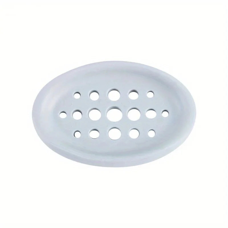 Oval Silicone Soap Dish Self Draining Bathroom Storage