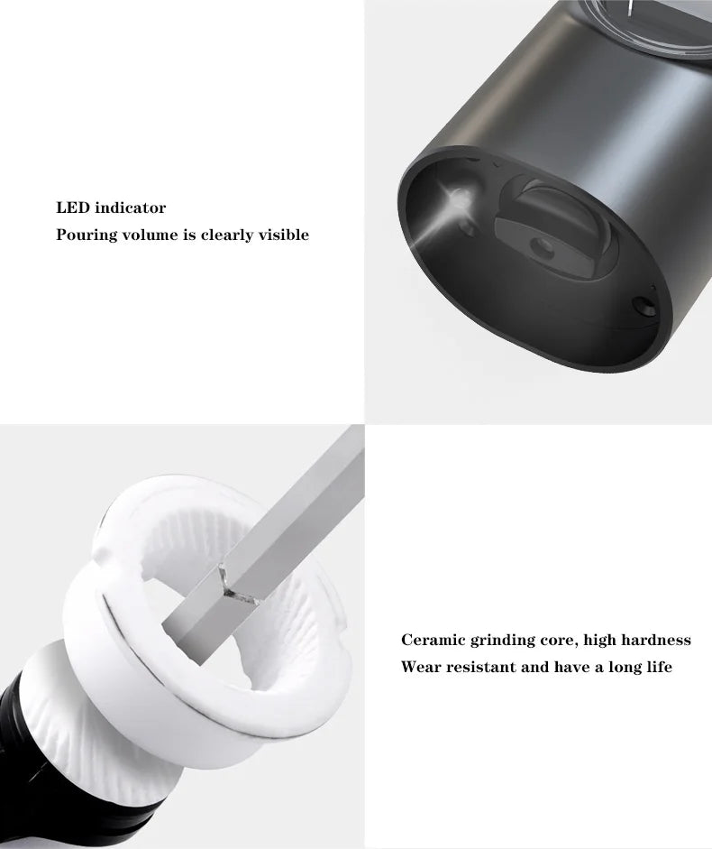 Usb Charging Electric Salt Pepper Grinder Rechargeable Adjustable