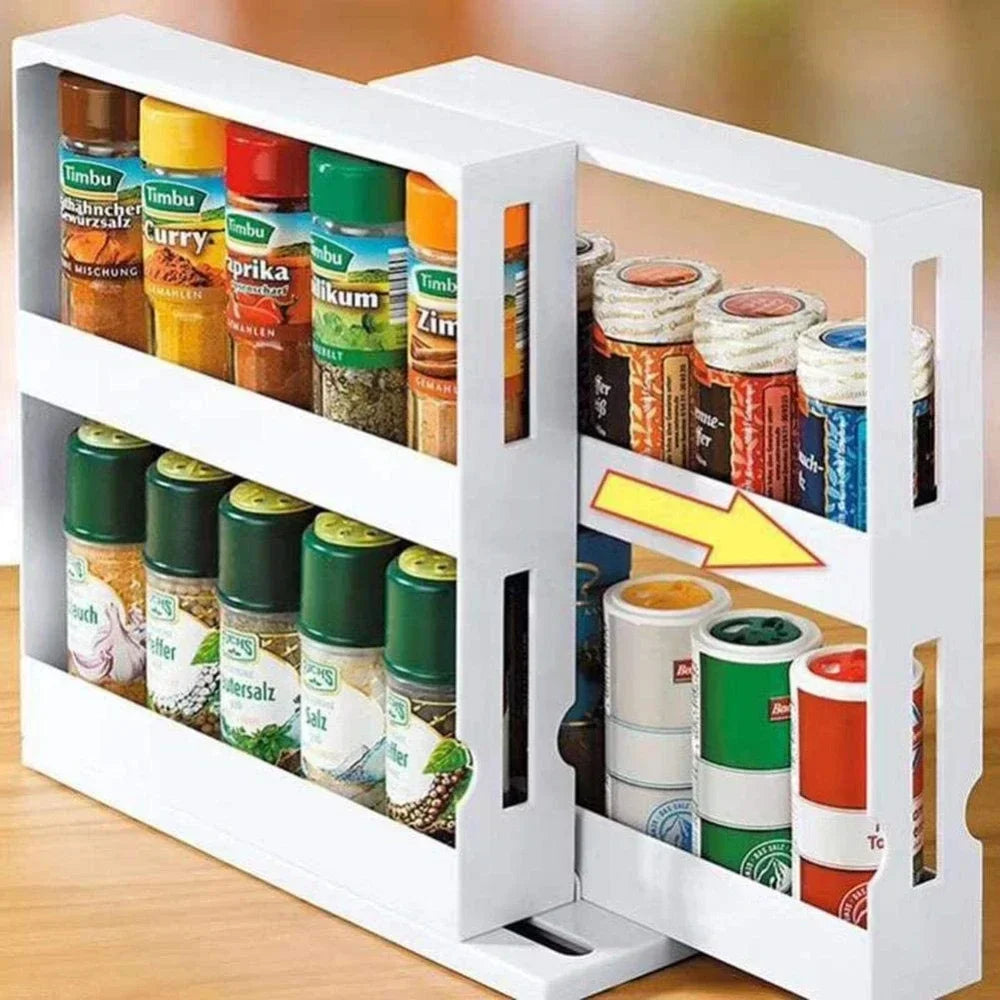 Spice Organizer Rack Multi-Function Tier Rotating Storage Shelf