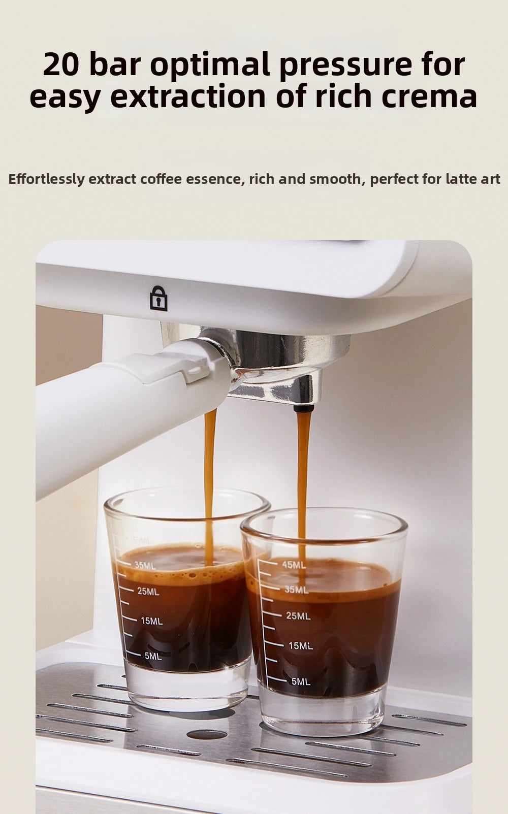 20bar Espresso Machine Steam Milk Frother Coffee Maker