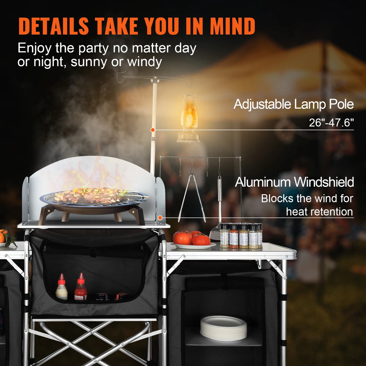 Succebuy Camping Table Cabinet Folding Cooking Storage Rack