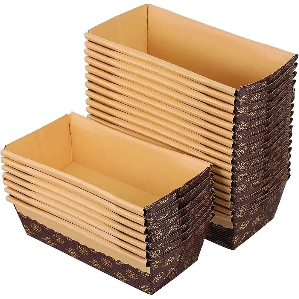 25pcs Brown Paper Baking Loaf Pan Rectangle Tray
