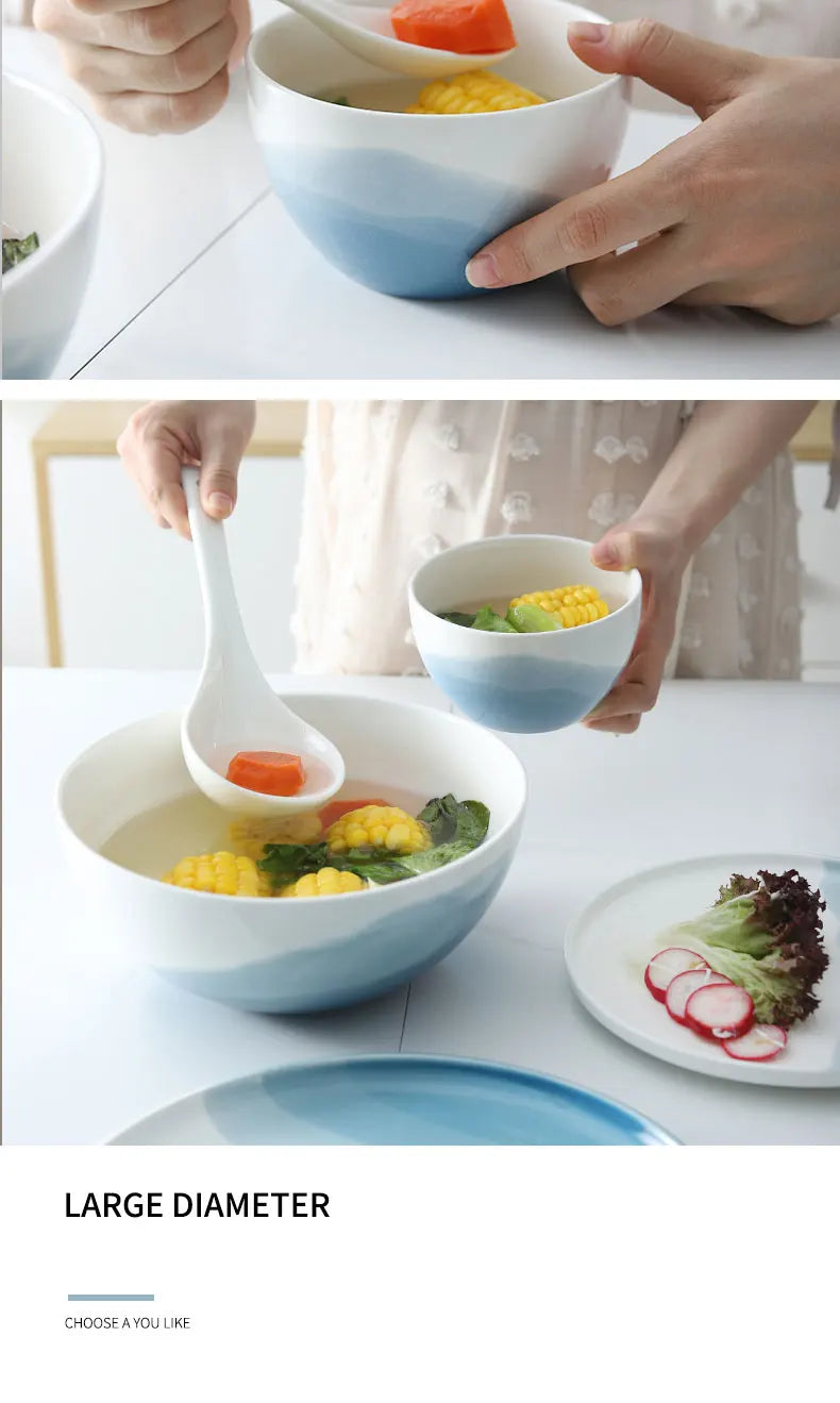Mountain Scenery Ceramic Dinner Plate Big Round Dessert