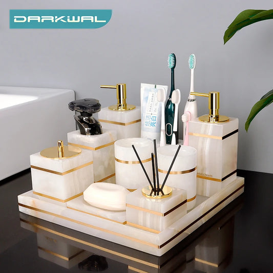 White Onyx Natural Marble Bathroom Gold Luxury Soap
