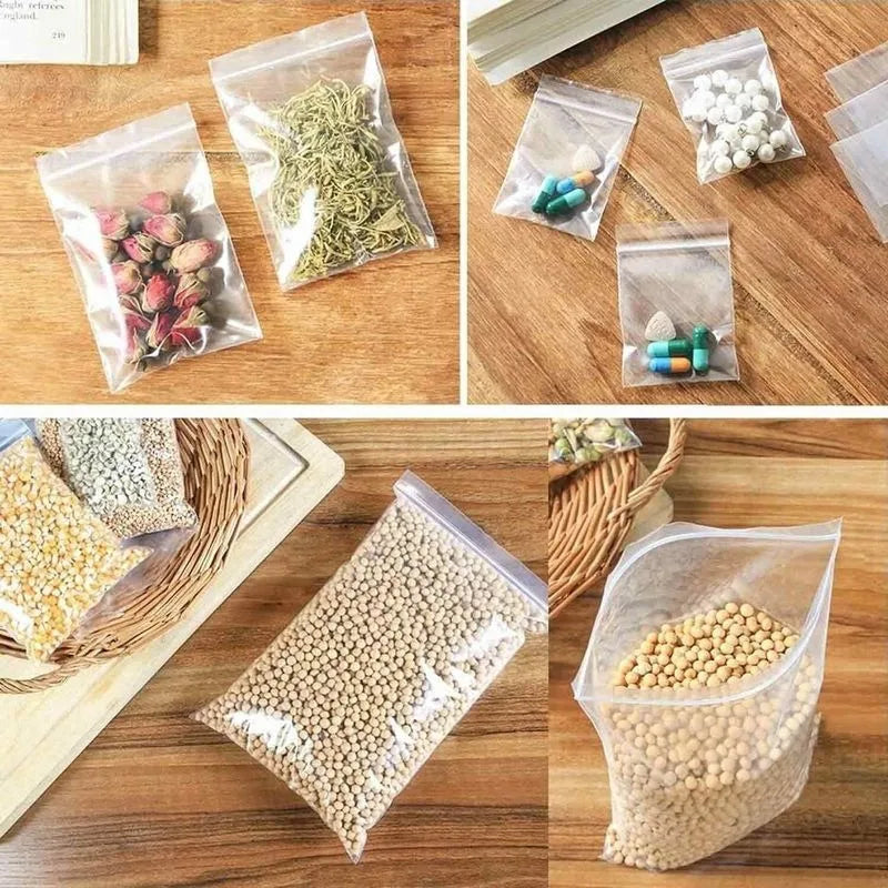 100pcs Thicken Zipper Sealed Bags Clear Plastic Storage