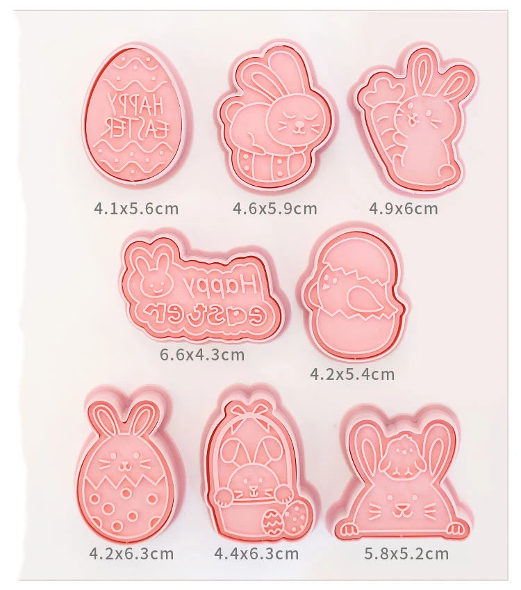 10pcs/Set Easter Cookie Cutters 3d Rabbit Egg Cartoon