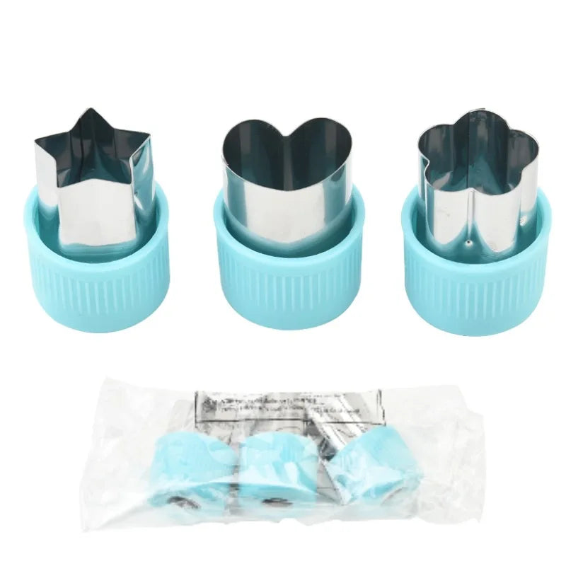 Star Heart Shape Vegetables Cutter Plastic Handle 3pcs