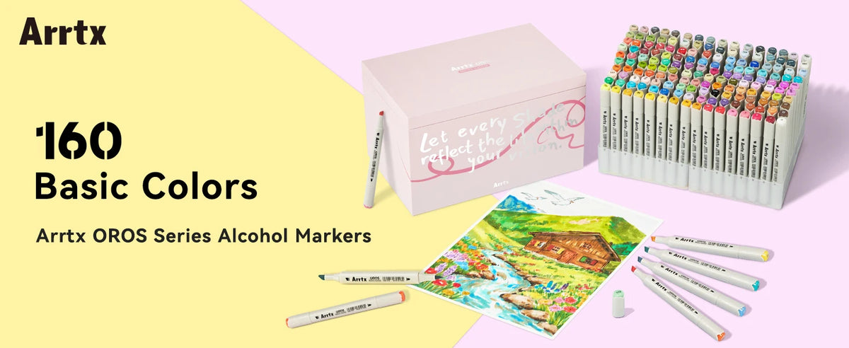 Arrtx Alcohol Markers 160 Color Brush Chisel Dual