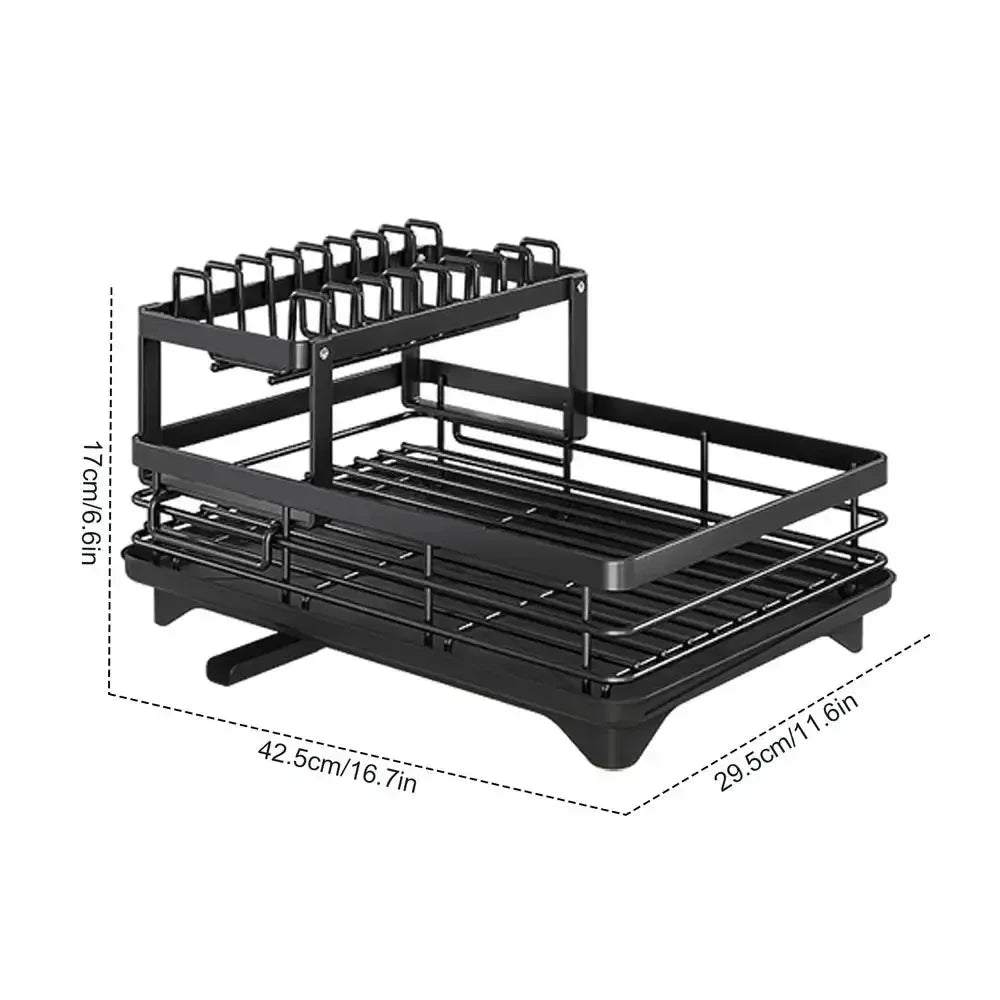 Adjustable Dish Drying Rack Drainboard Organizer Plates Over
