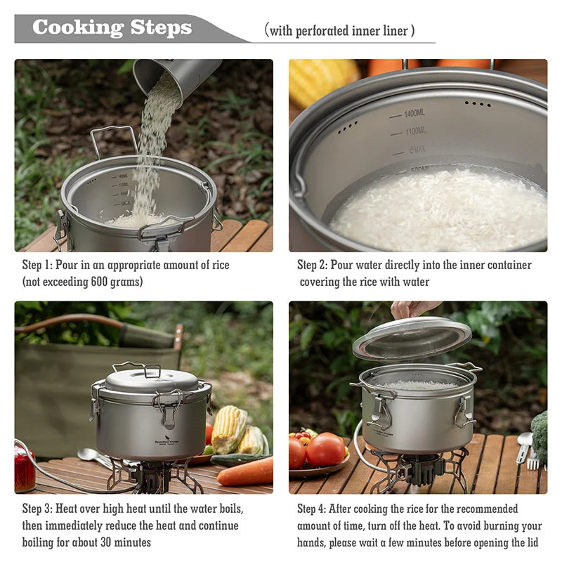 Boundless Voyage Titanium Camping Pot 2l Cooker Ultralight