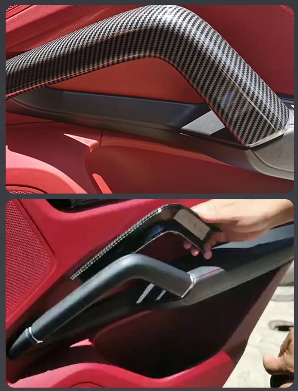 Car Abs Carbon Fiber Interior Door Pull Handle