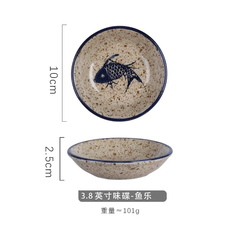 Japanese Style Ceramic Small Plate Round Sushi Dipping