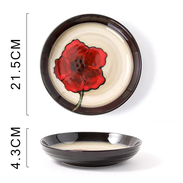 Chinese-Style Ceramic Deep Plate Salad Plate Disc Personality