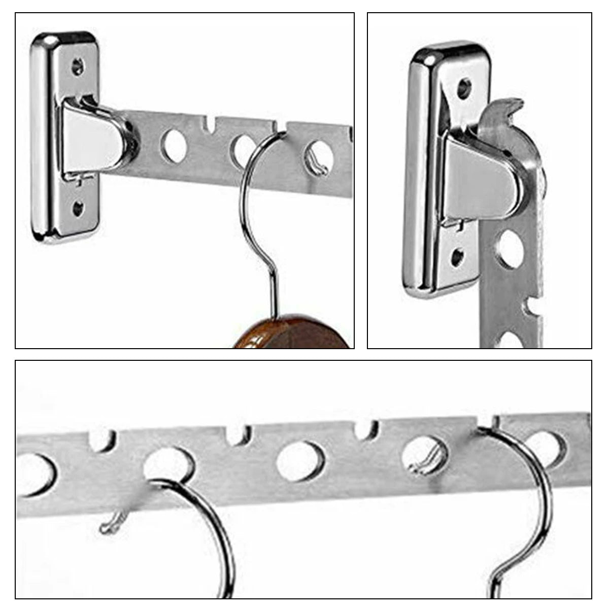 8/10 Holes Stainless Steel Clothes Hooks Wall Mounted