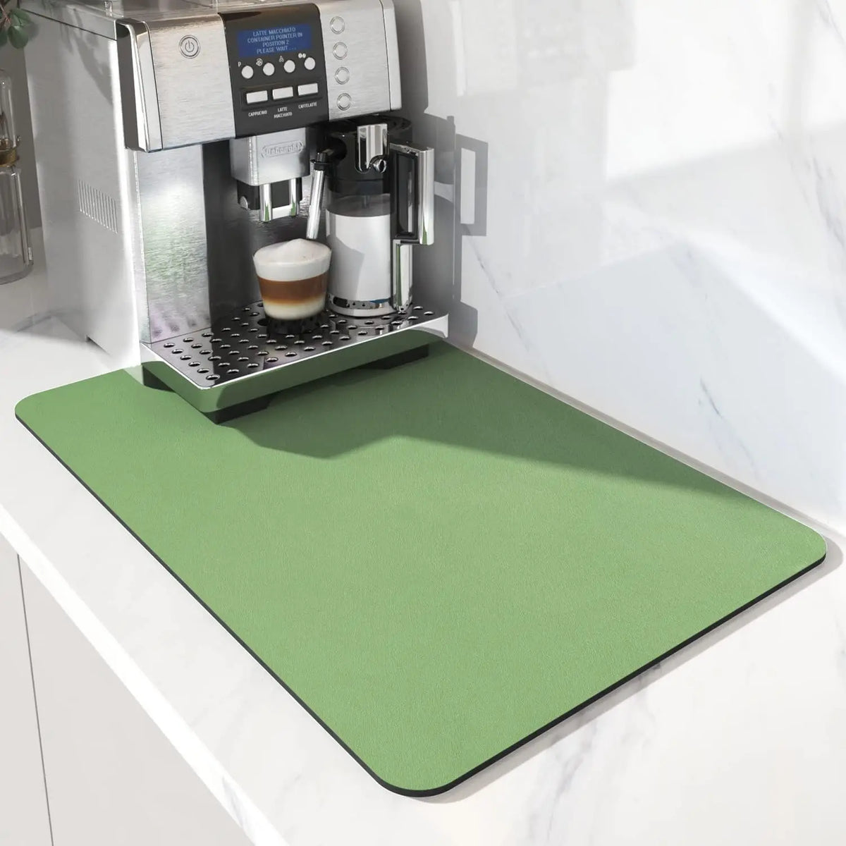 Absorbent Coffee Mat Rubber Backing Hides Stains Dish