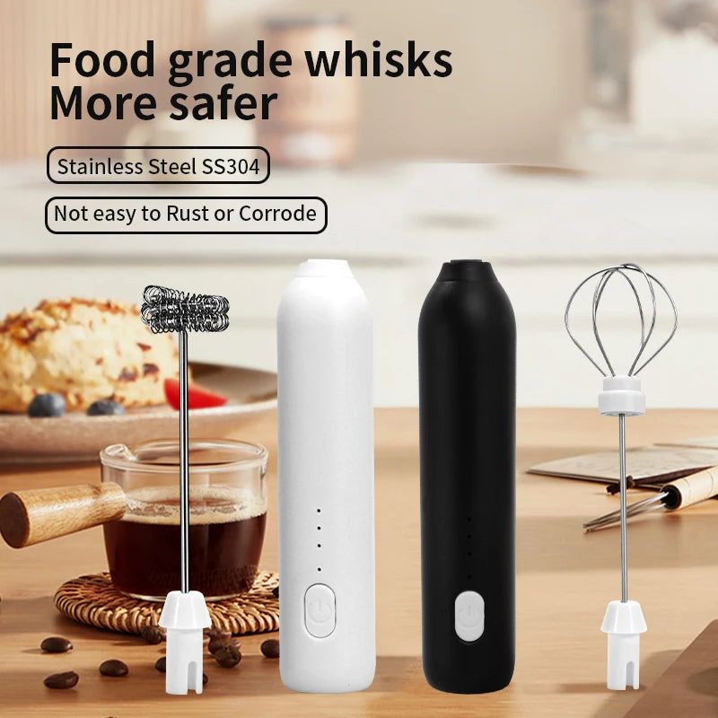 Electric Milk Frother Egg Beater Wireless Type-C Charging