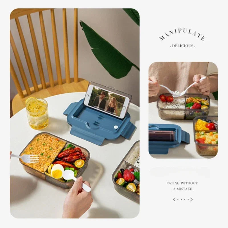Lunch Box Tableware Office Workers Square Divided Microwave