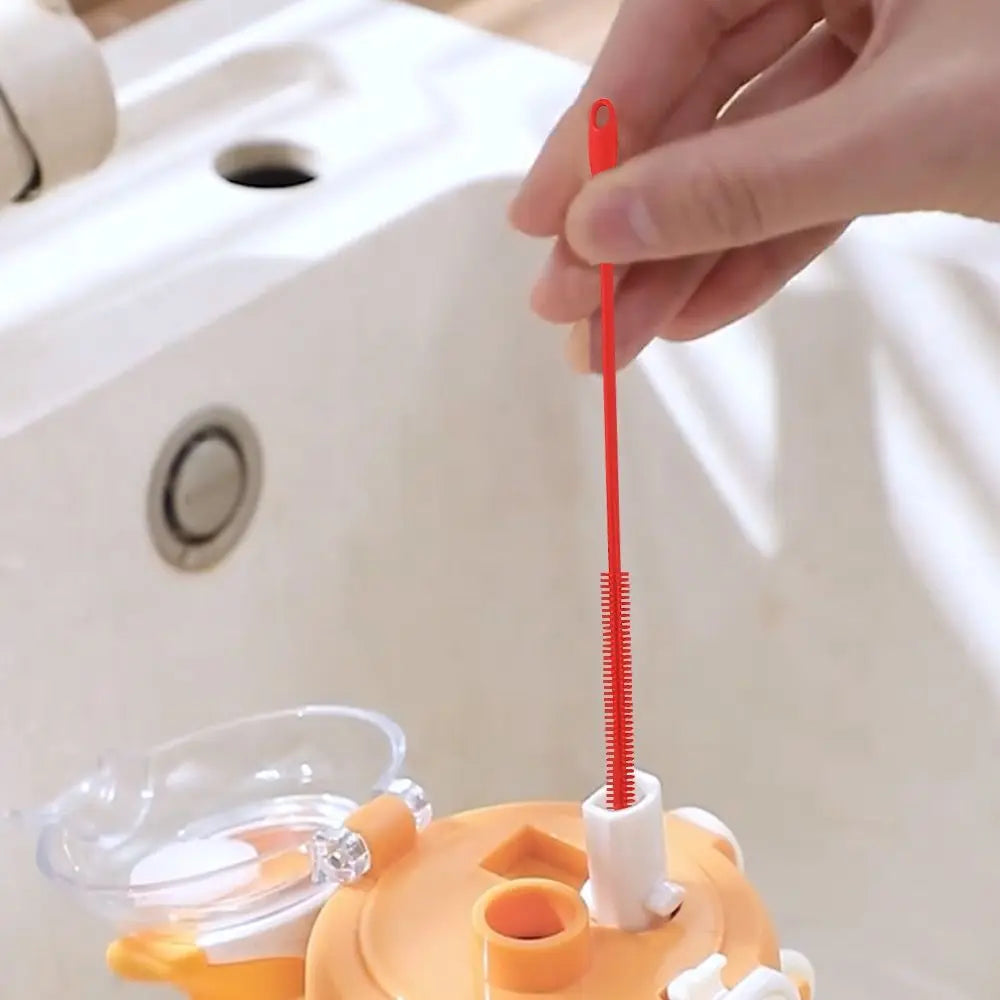 Reusable Pipe Cleaning Brush Long Handle Silicone Straw