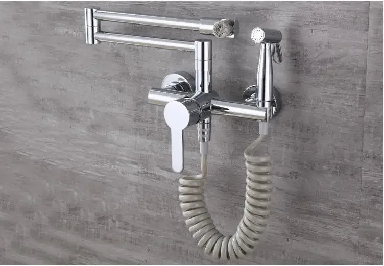 Black Sink Mixer 304 Sus Wall Mounted Foldable