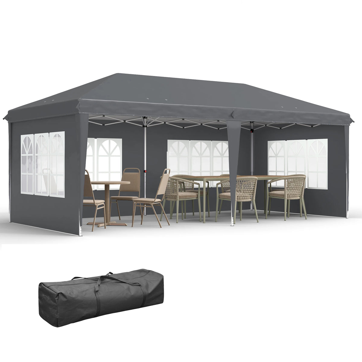 Outsunny 6m Garden Pop Up Gazebo Height Adjustable